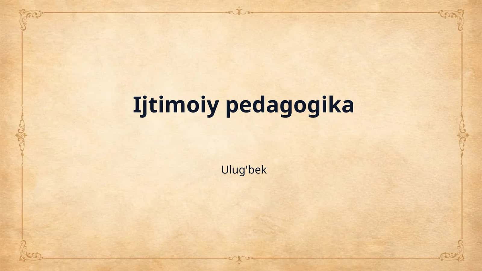 Ijtimoiy pedagogika