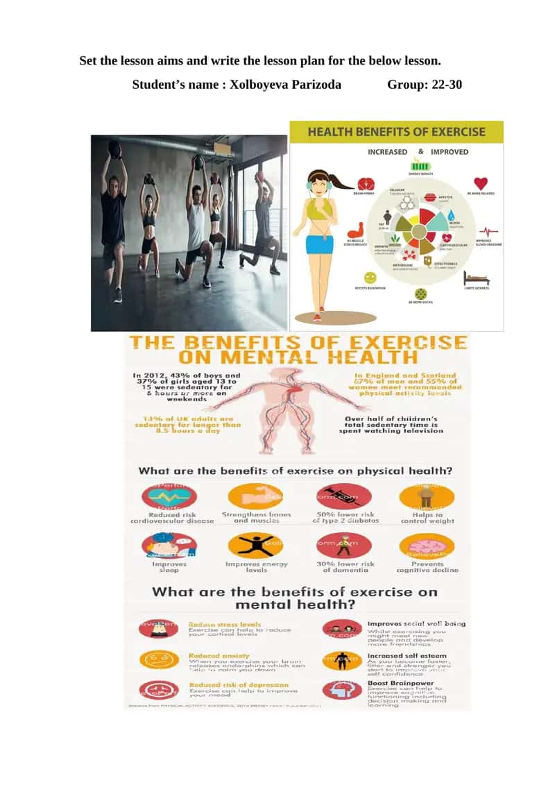 Explaining exercise benefits lesson plan