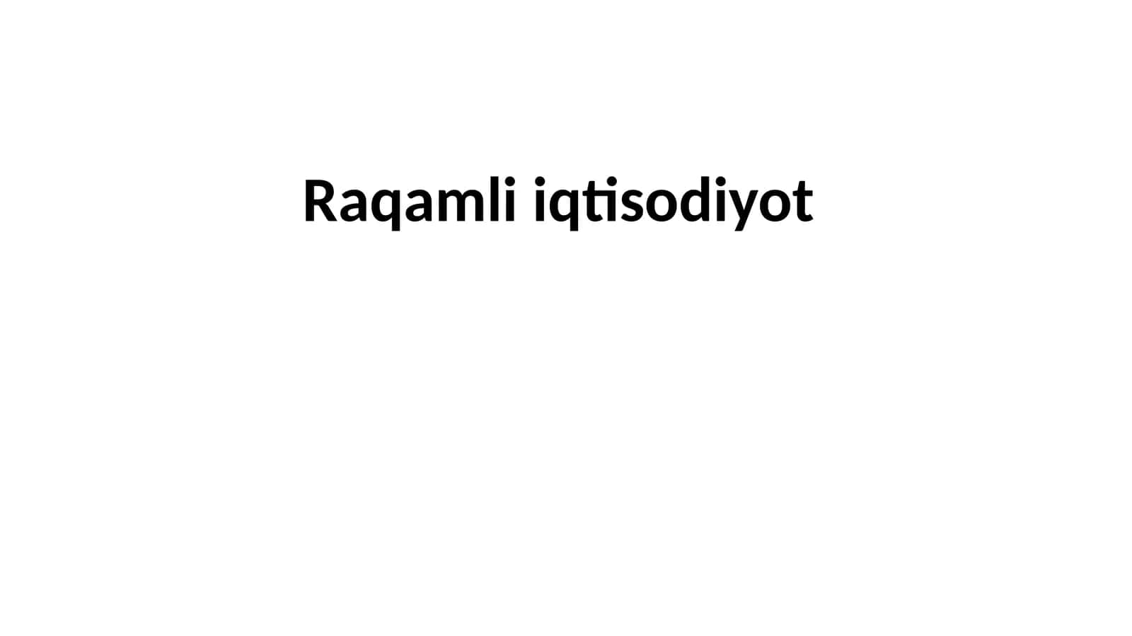 Raqamli iqtisodiyot