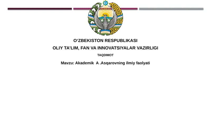 Akademik A. Asqarovning ilmiy faoliyati