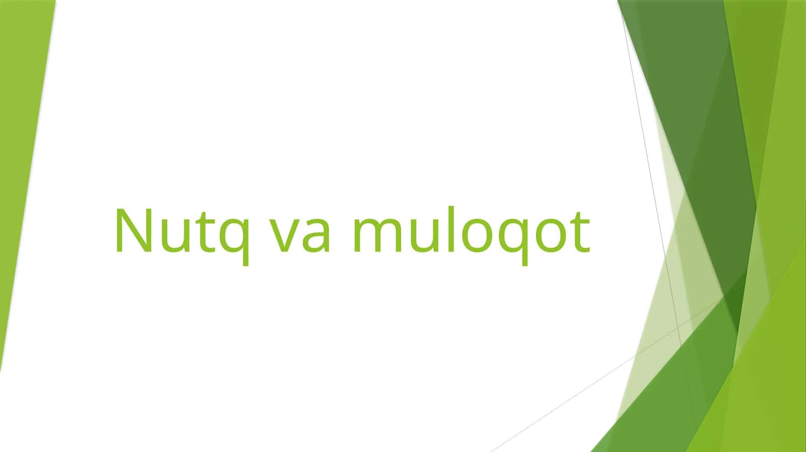 Nutq va muloqot
