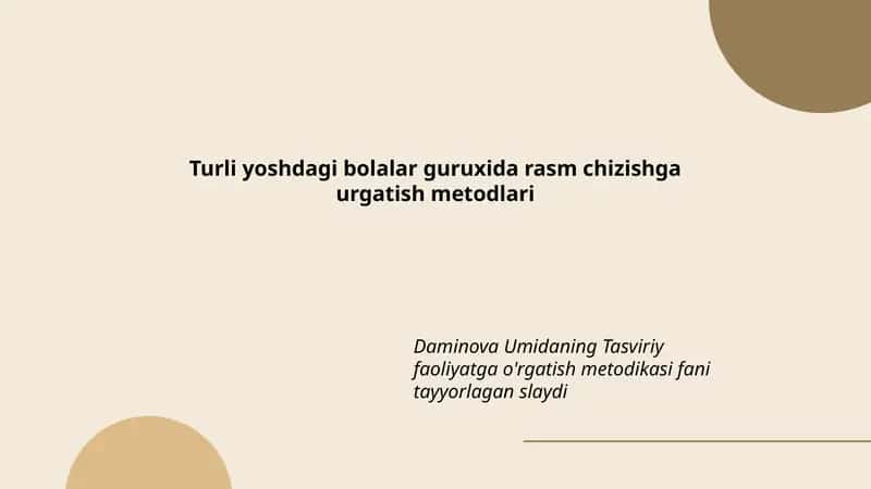 Tasviriy faoliyatga o'rgatish metodikasi