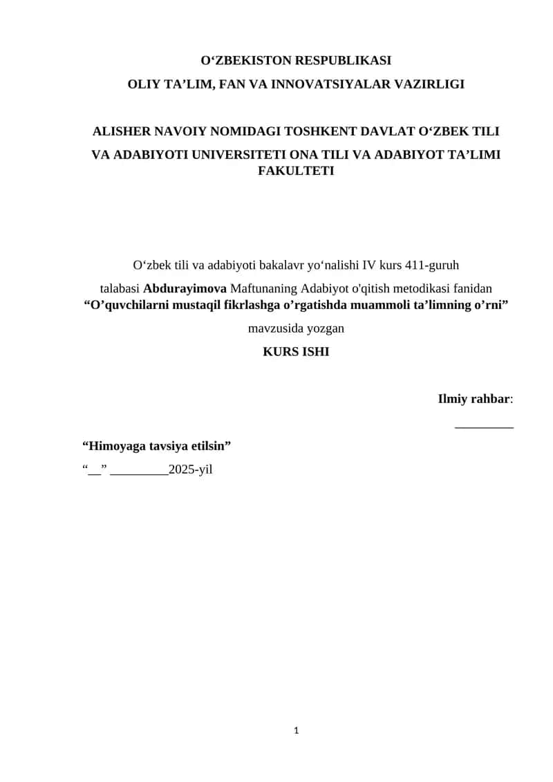 Adabiyot o'qitish metodikasi