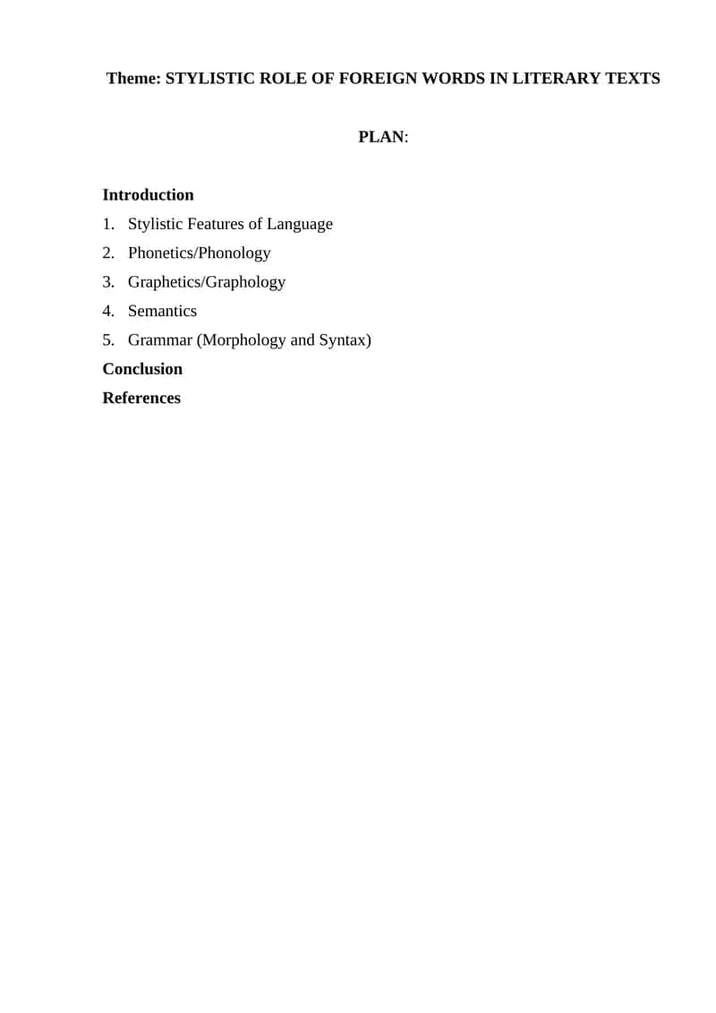 Stylistic Role of Foreign Words in Literary Texts