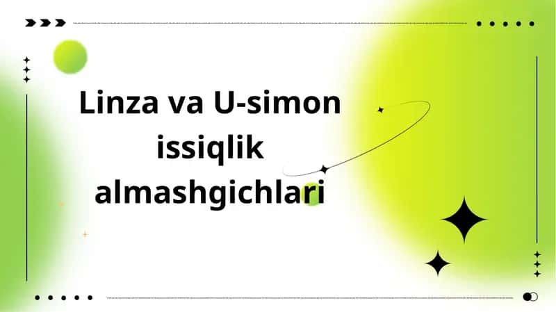 Linza va U-simon issiqlik almashgichlari