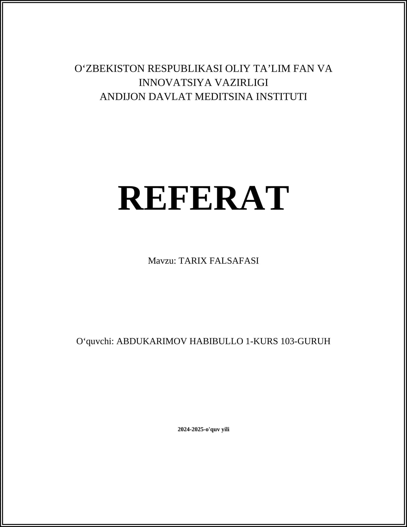 TARIX FALSAFASI
