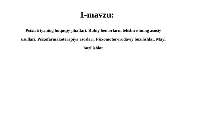 Psixiatriya fanining asosiy tushunchalari