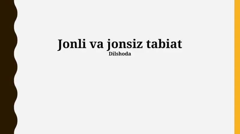 Tirik va jonsiz tabiat