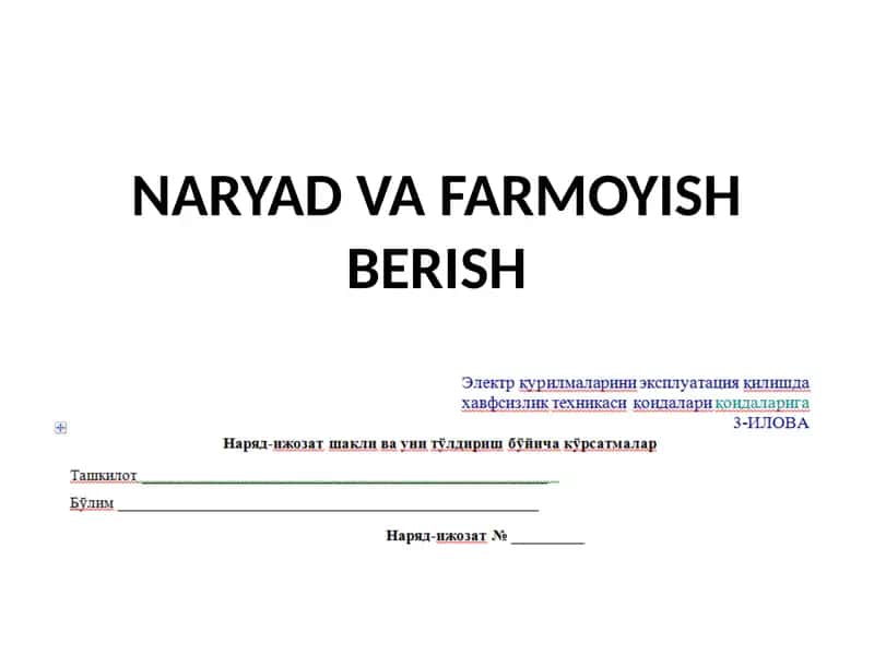 Naryad va farmoyish berish