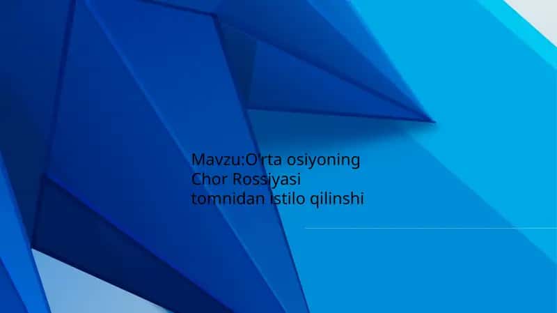 O'rtai o'siyoning Chor Rossiyasi tomonidan ishlab chiqarilgan mahsulotlar