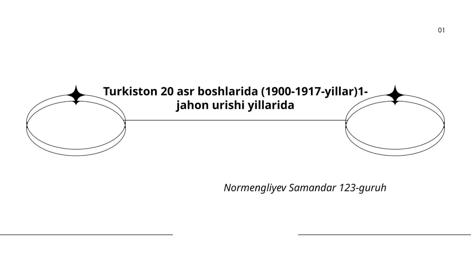 Turkiston 20 asr boshlarida (1900-1917-yillar)1-jahon urishi yillarida Normengliyev Samandar 123-guruh