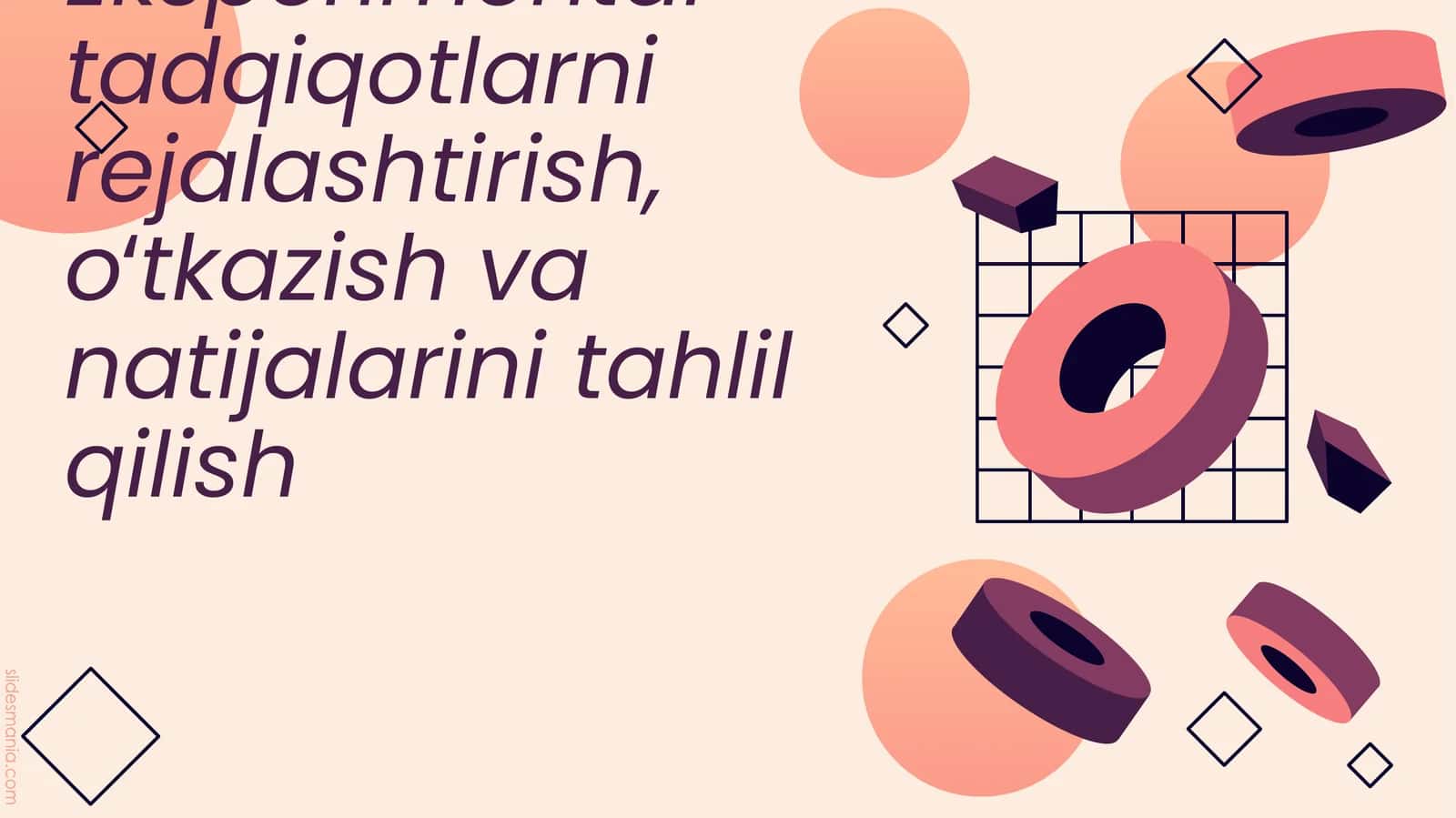 Eksperimental tadqiqotlarni rejalashtirish, oʻtkazish va natijalarini tahlil qilish
