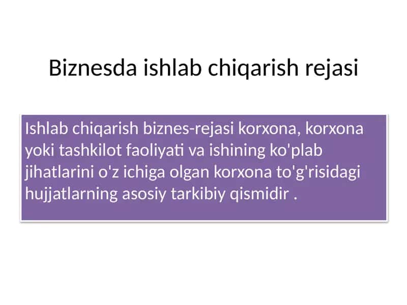 Ishlabchiqarish rejasi