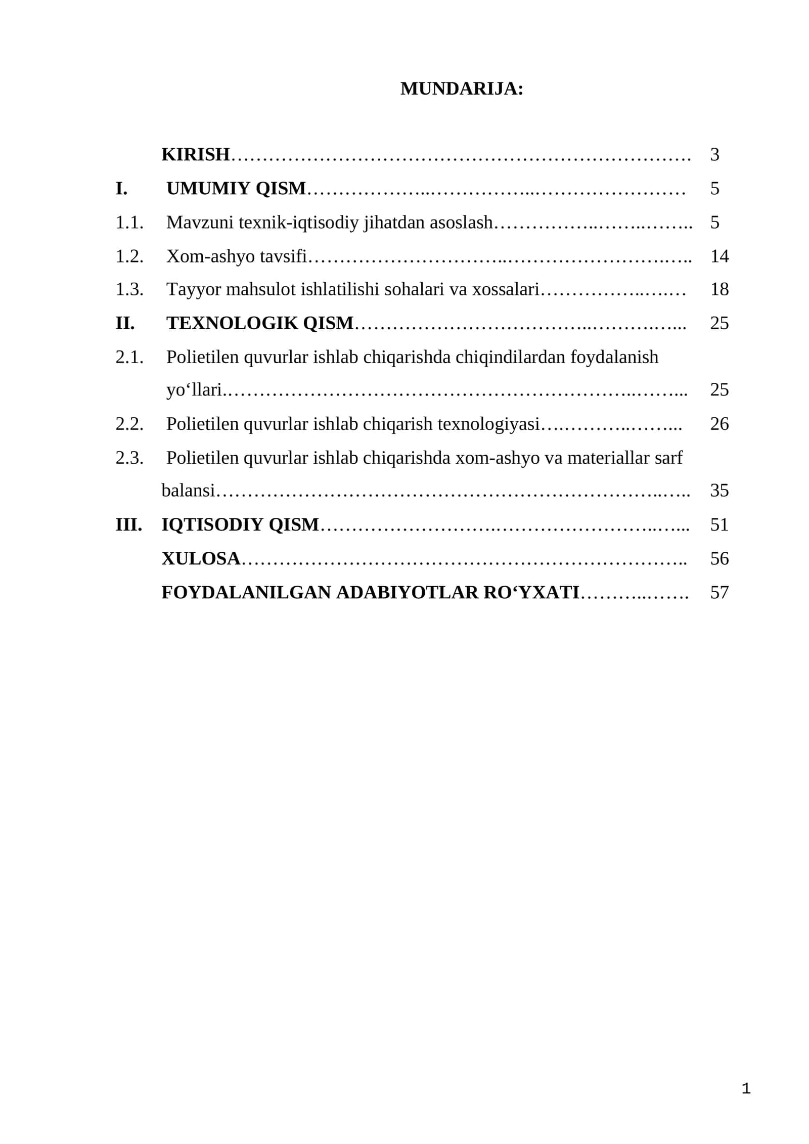 Yuqori zichlikli polietilendan bosimgа chidаmli quvurlаr ishlаb chiqаrish liniyasini loyihаlаsh