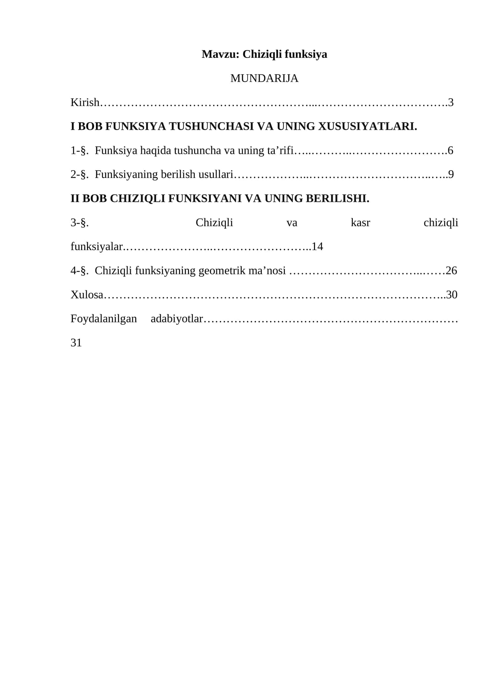 Chiziqli funksiya