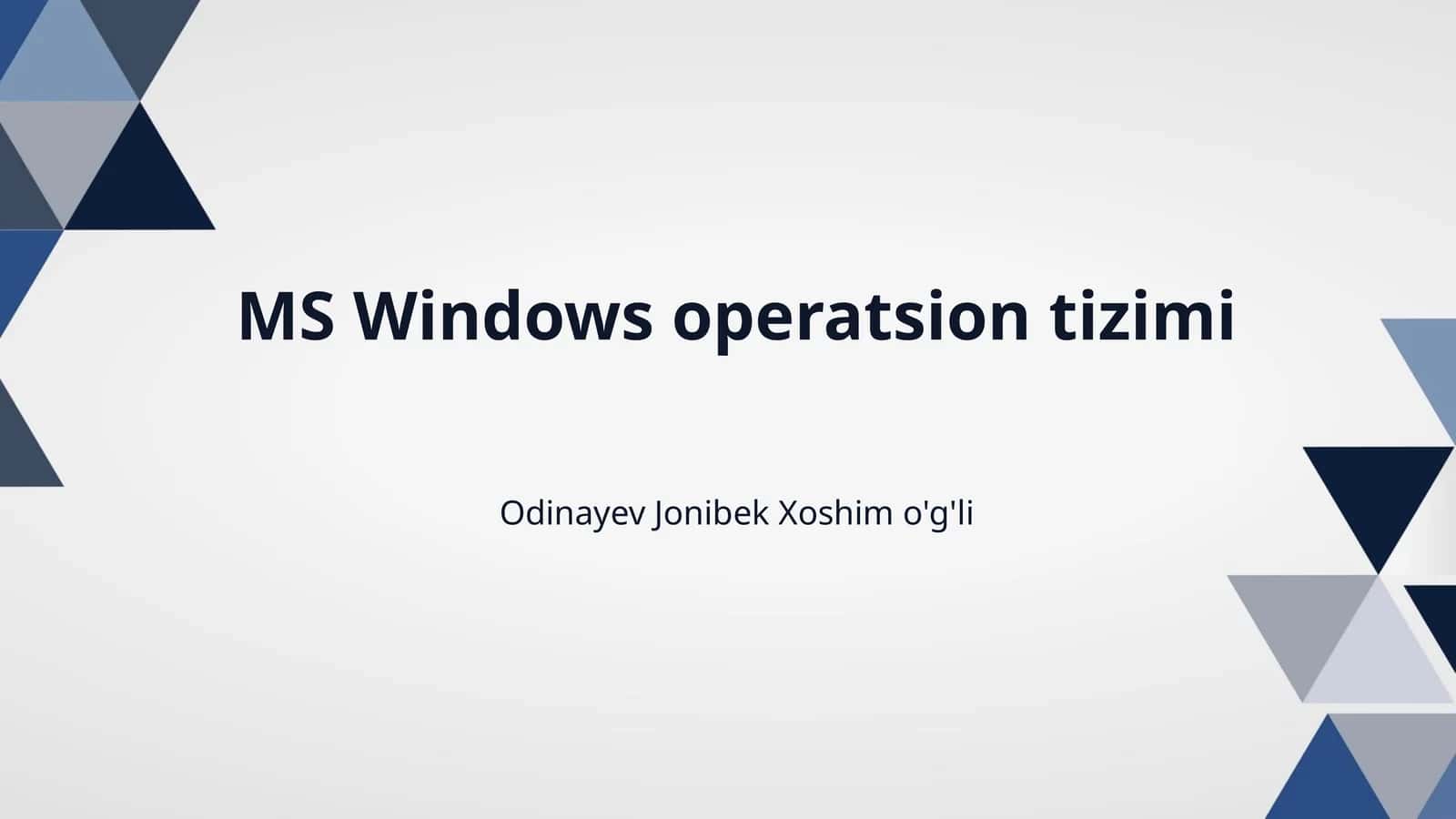MS Windows operatsion tizimi