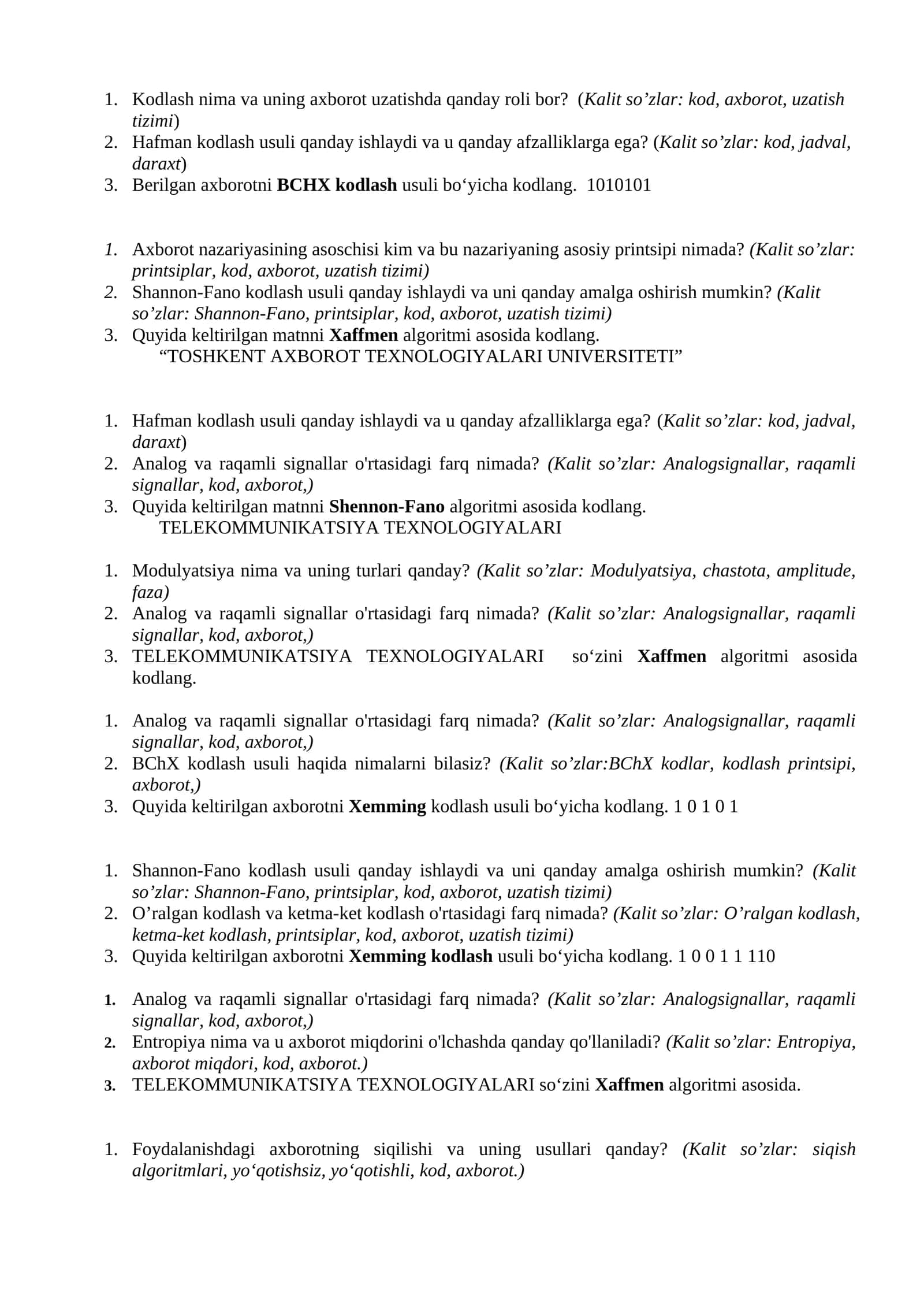 Hafman kodlash usuli