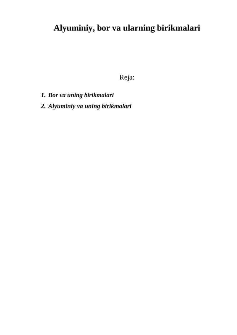 Bor va uning birikmalari