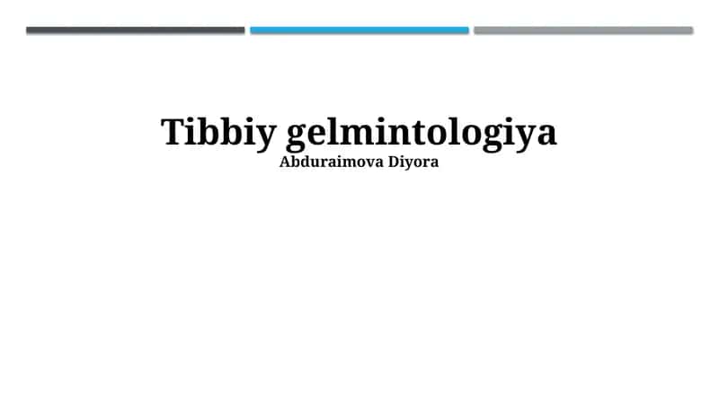 Tibbi Gelmintologiya