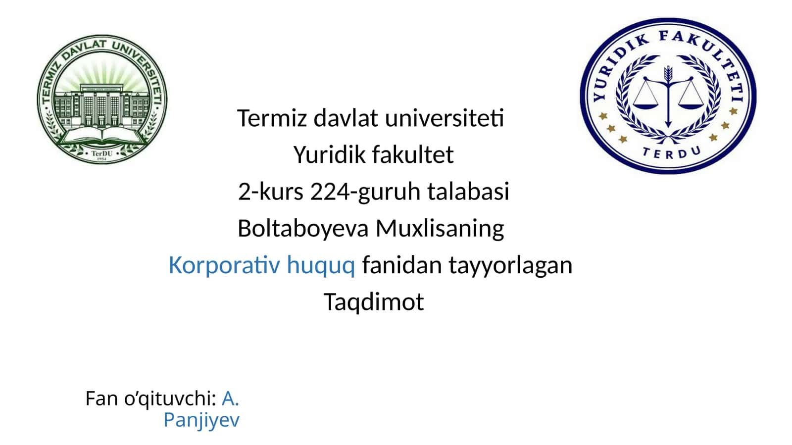Korporativ huquqning umumiy qoidalari