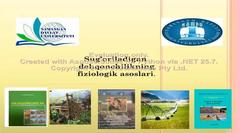 Sug’oriladigan dehqonchilikning fiziologik asoslari