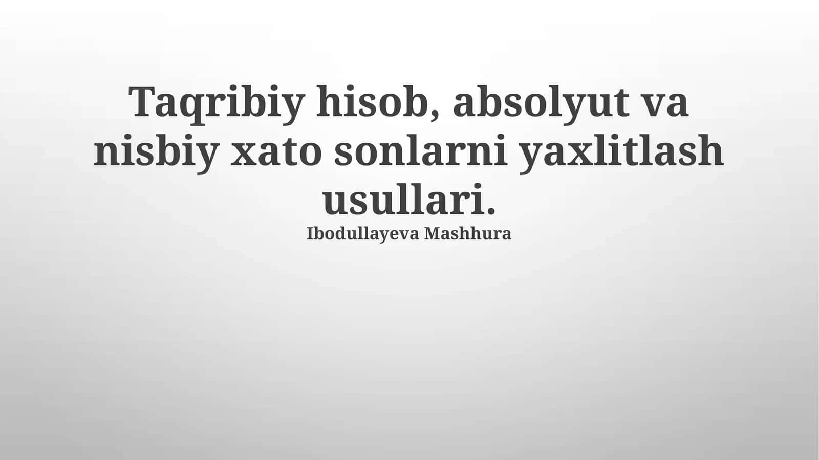Taxminiy Hisoblash