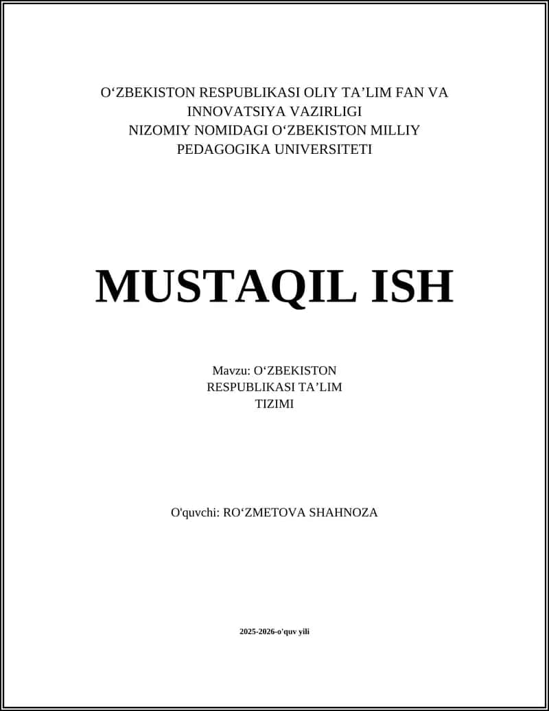 Ta'lim Tizimining Tuzilishi va Boshqaruvi
