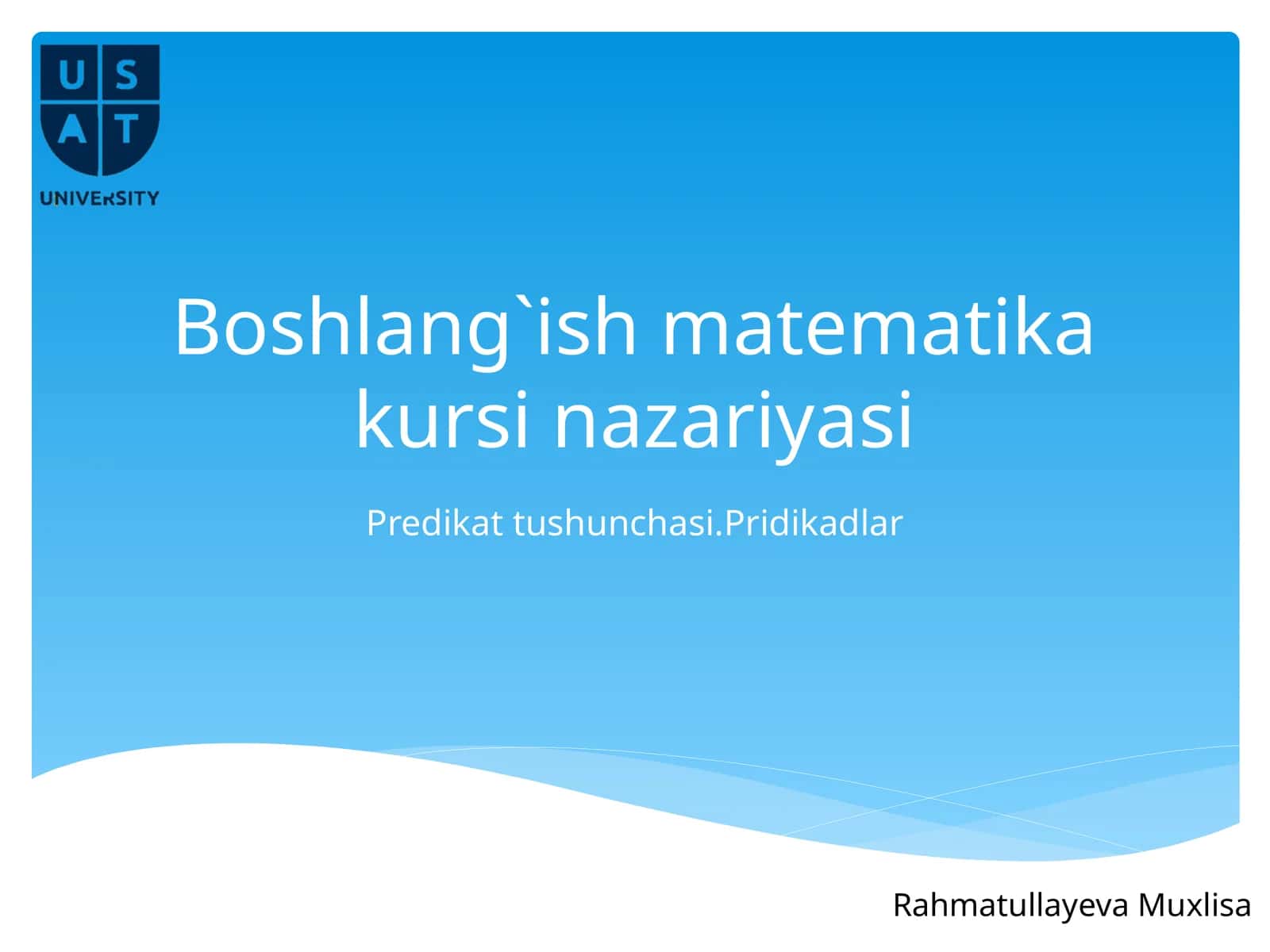 Boshlang`ish matematika kursi nazariyasi