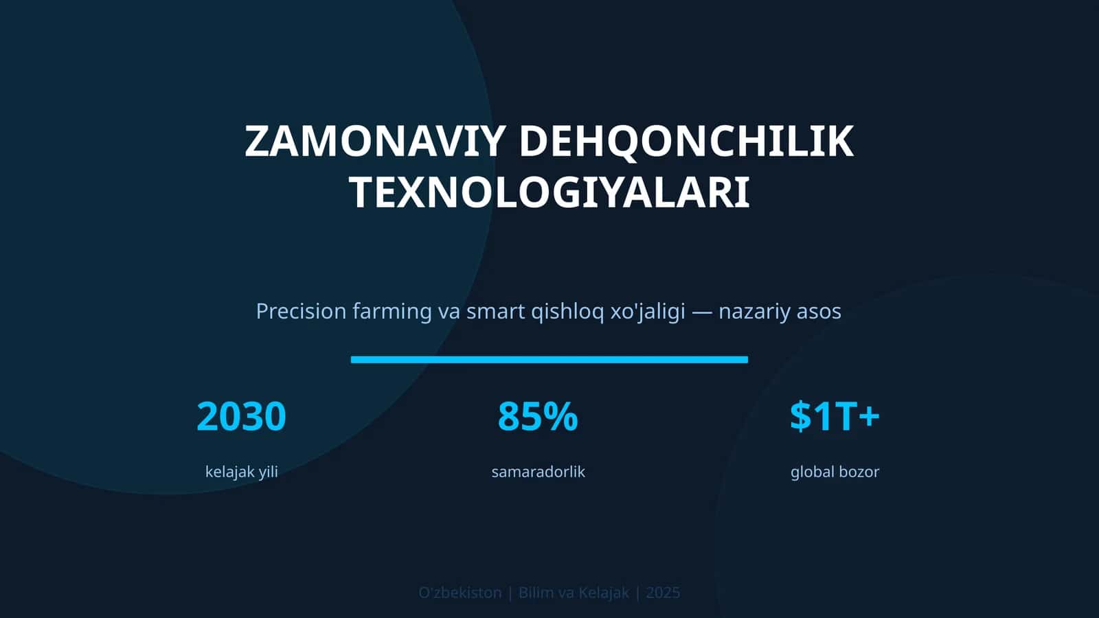 ZAMONAVIY DEHQONCHILIK TEXNOLOGIYALARI