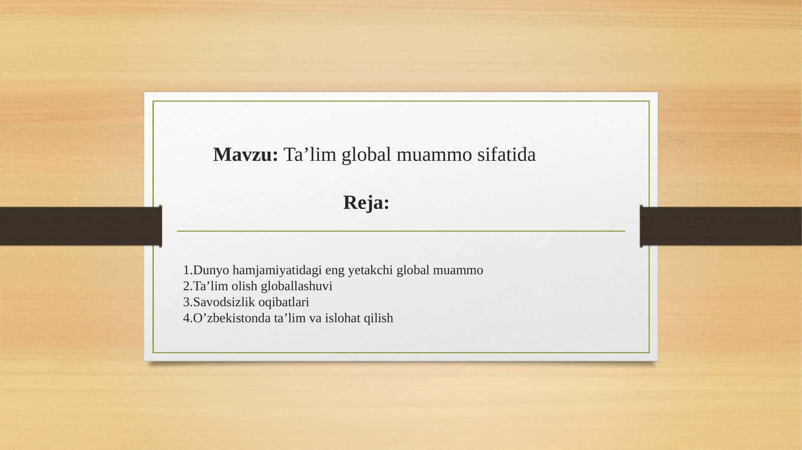 Ta’lim global muammo sifatida