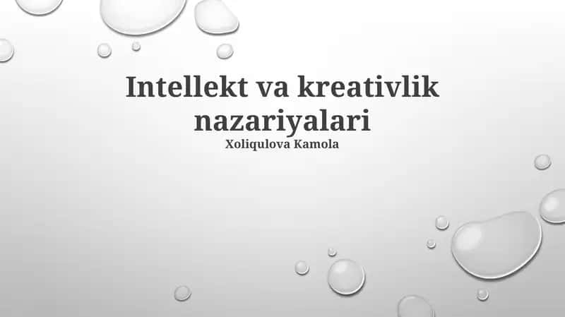 Intellekt va kreativlik nazariyalari