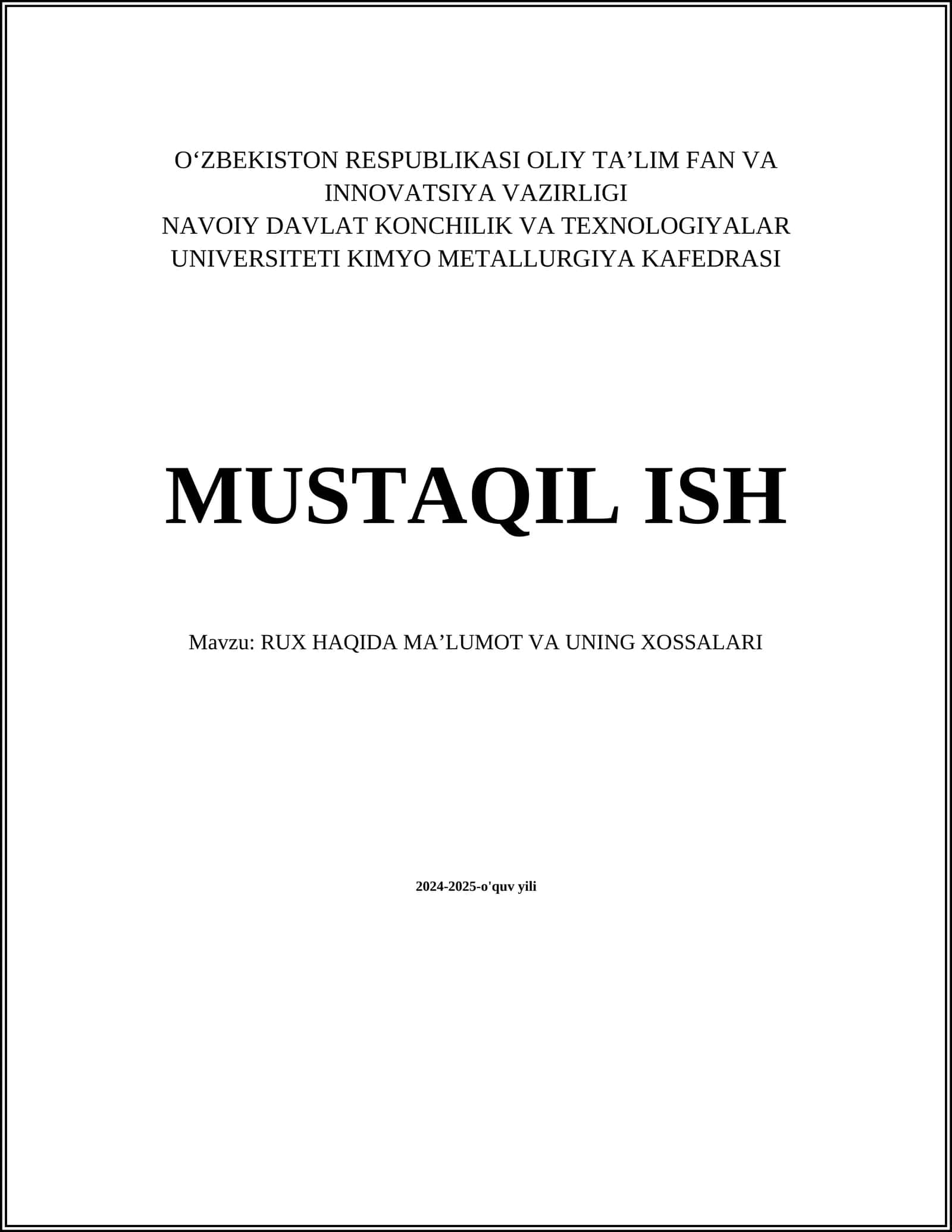 Ruxning fizik xossalari