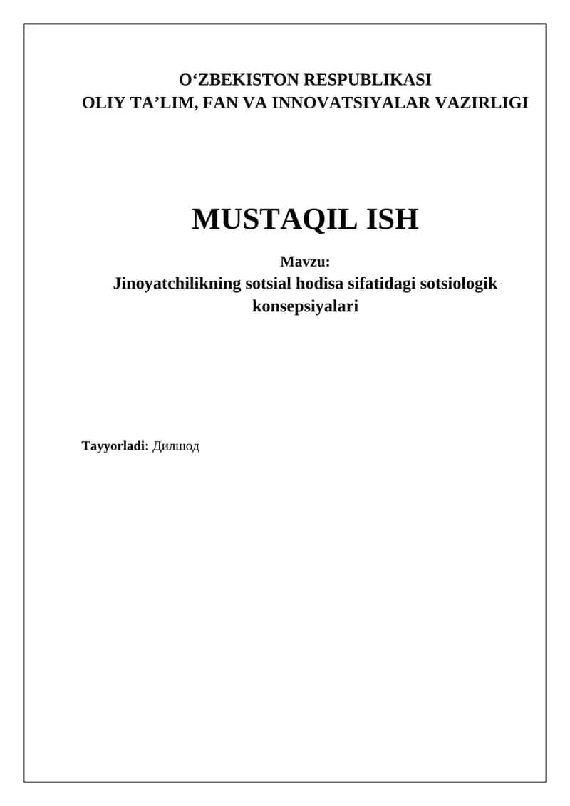 Jinoyatchilikning sotsial hodisa sifatidagi sotsiologik konsepsiyalari