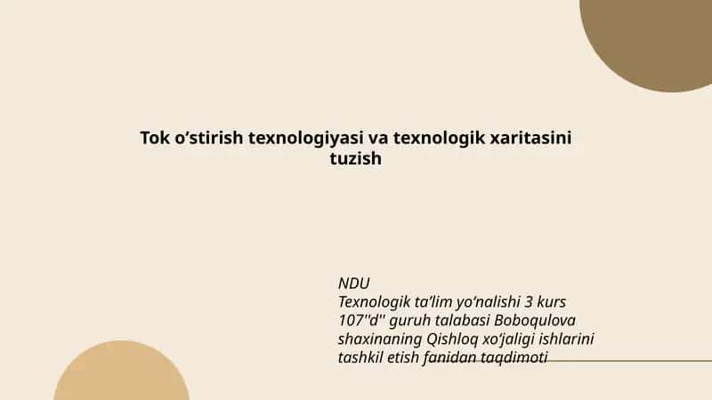 Qishloq xoʻjaligi ishlarini tashkil etish fanidan taqdimoti