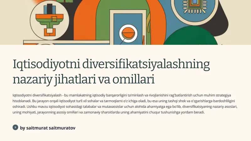 Iqtisodiyotni diversifikatsiyalashning nazariy jihatlari va omillari