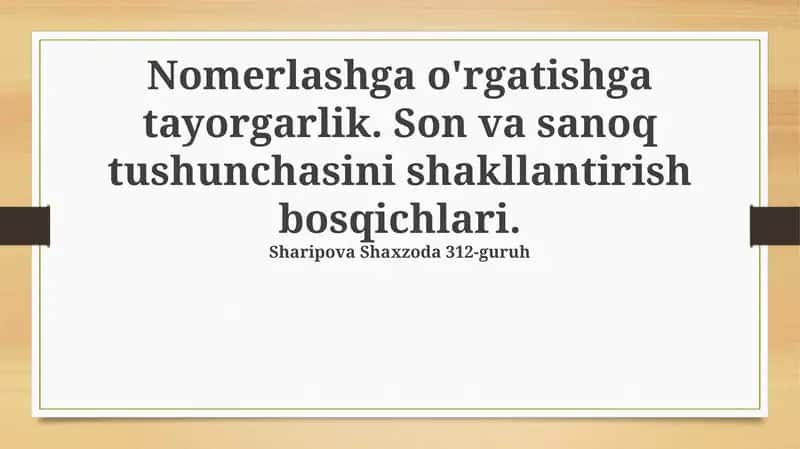 Raqamlashni o'qitishga tayyorgarlik