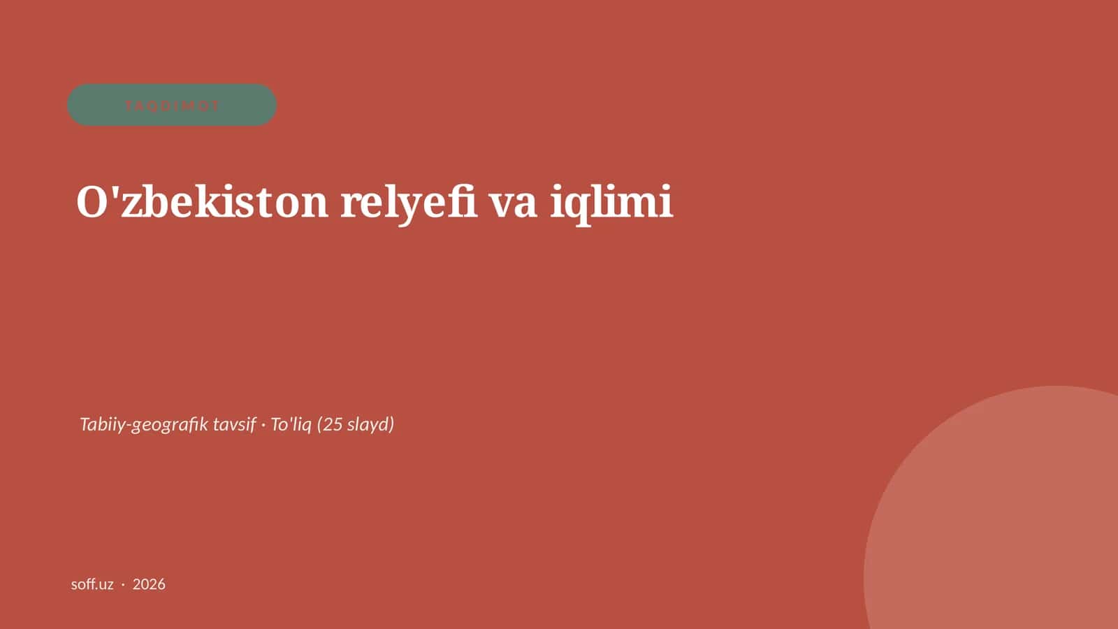 O'zbekiston relyefi va iqlimi