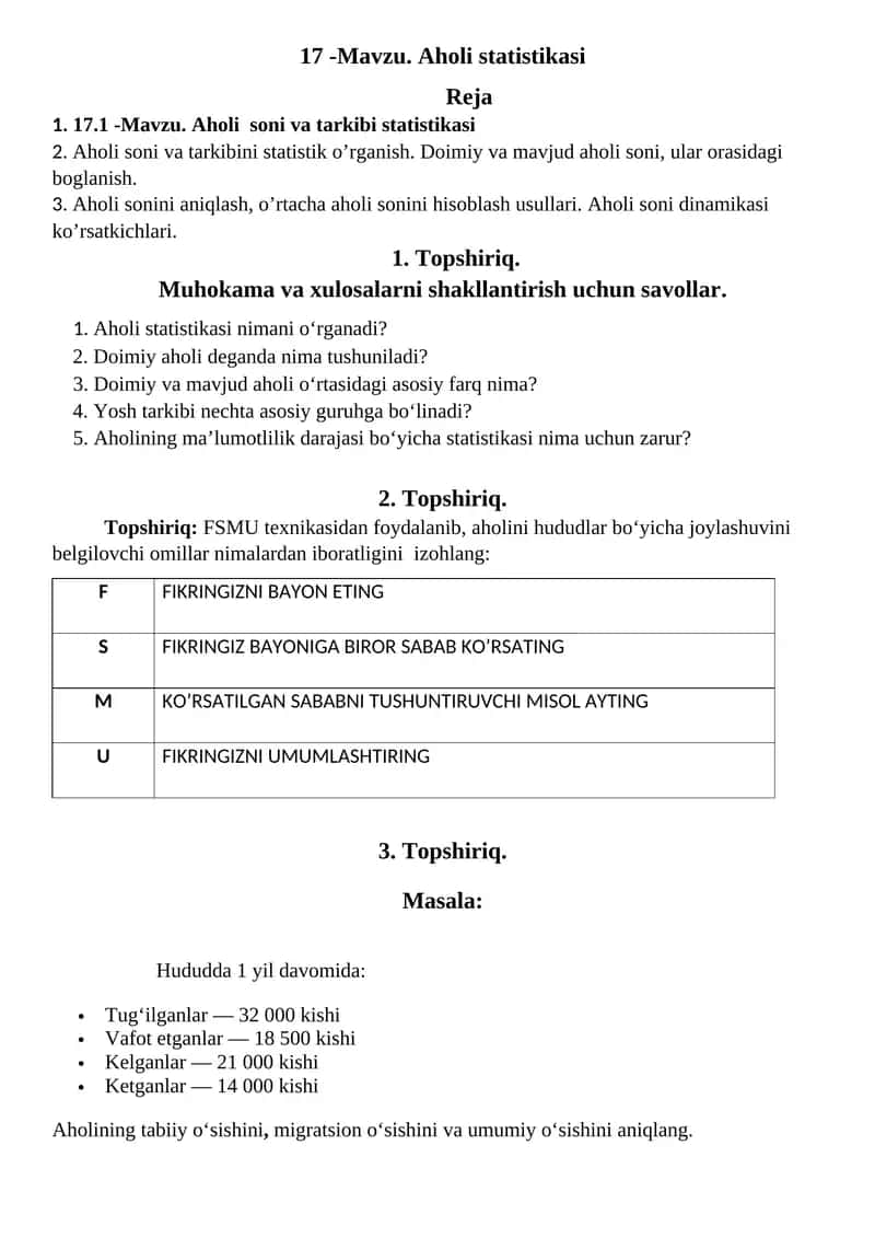 Aholi statistikasi