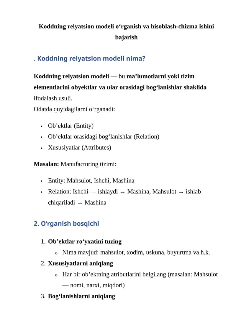 Koddning relyatsion modeli