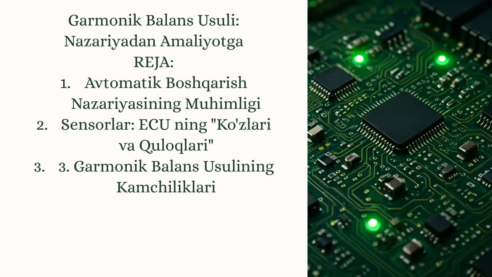 Garmonik Balans Usuli:NazariyadanAmaliyotga