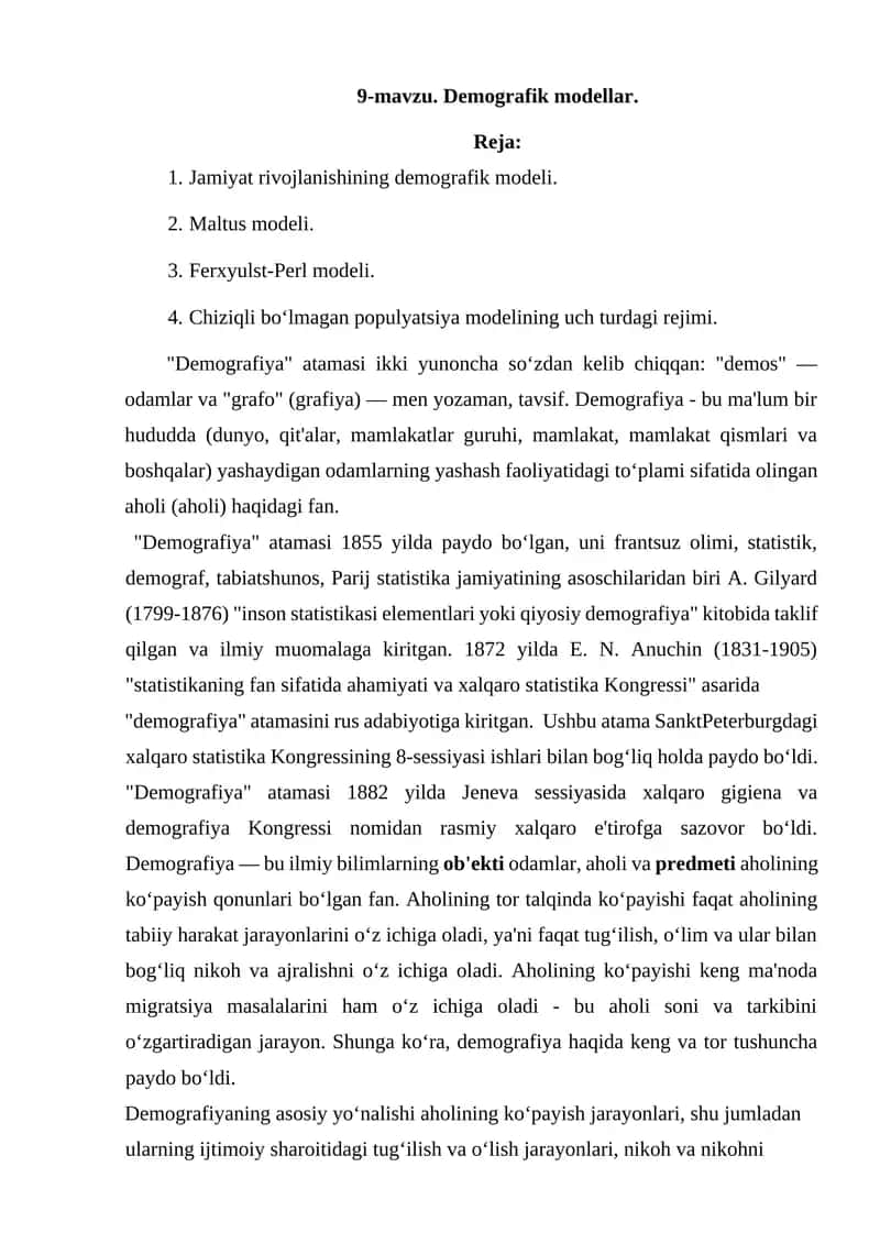 Demografik modellar