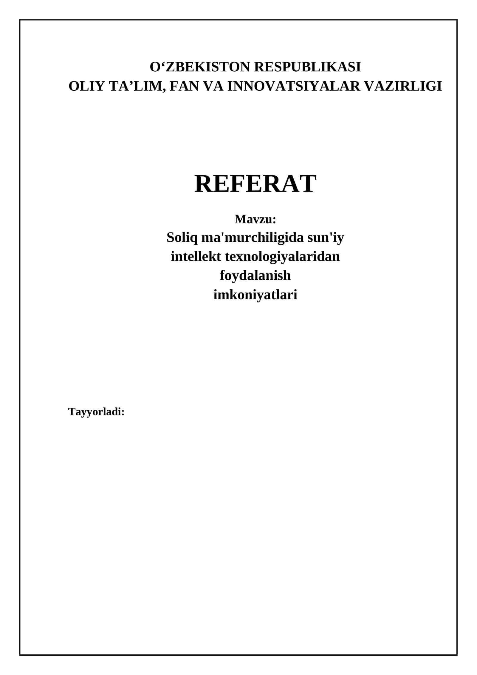 Soliq Ma'muriyatchiligida Sun'iy Intellekt: Imkoniyatlar va Afzalliklar