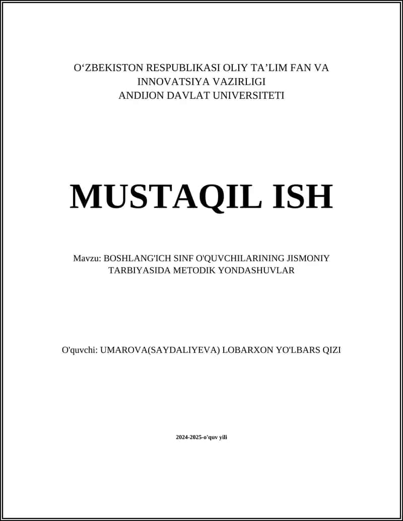Jismoniy tarbiya darslarini rejalashtirish