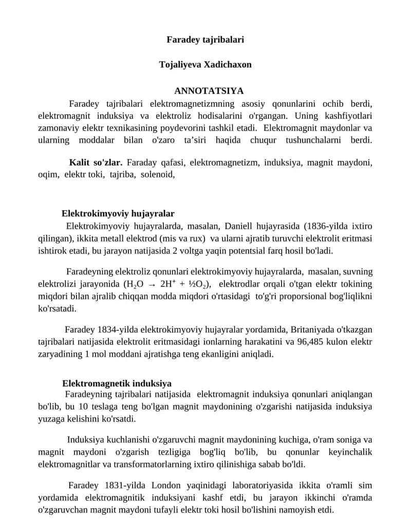 Faradey tajribalari