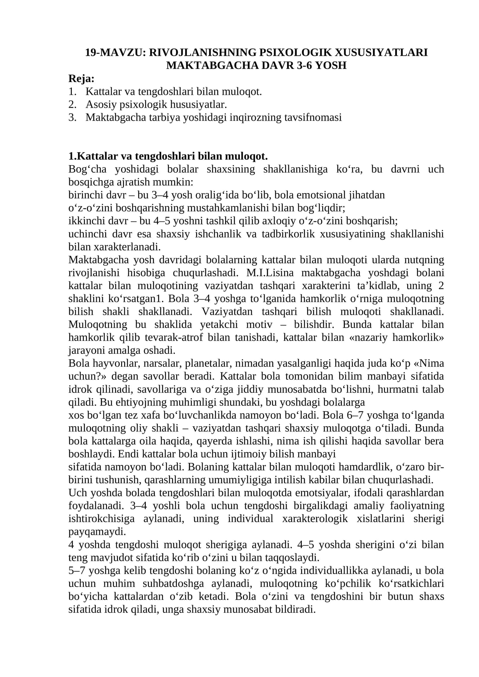 RIVOJLANISHNING PSIXOLOGIK XUSUSIYATLARI MAKTBACHA DAVR 3-6 YOSH
