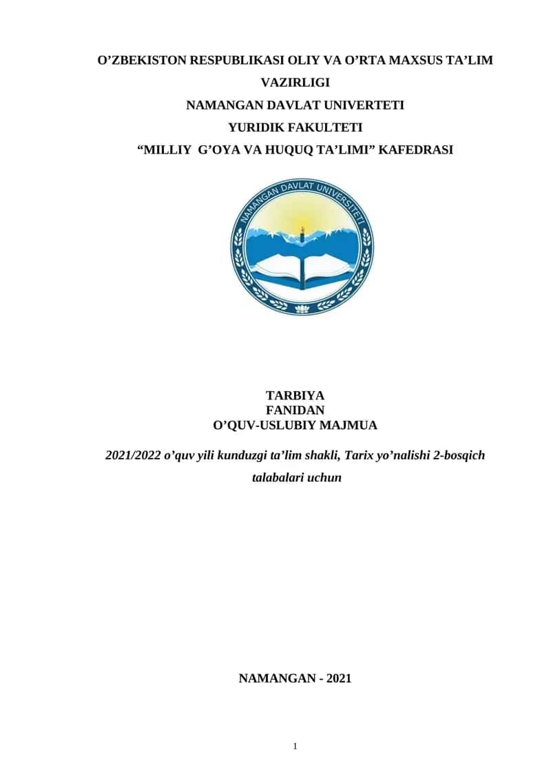 O’QUV-USLUBIY MAJMUA 2021/2022