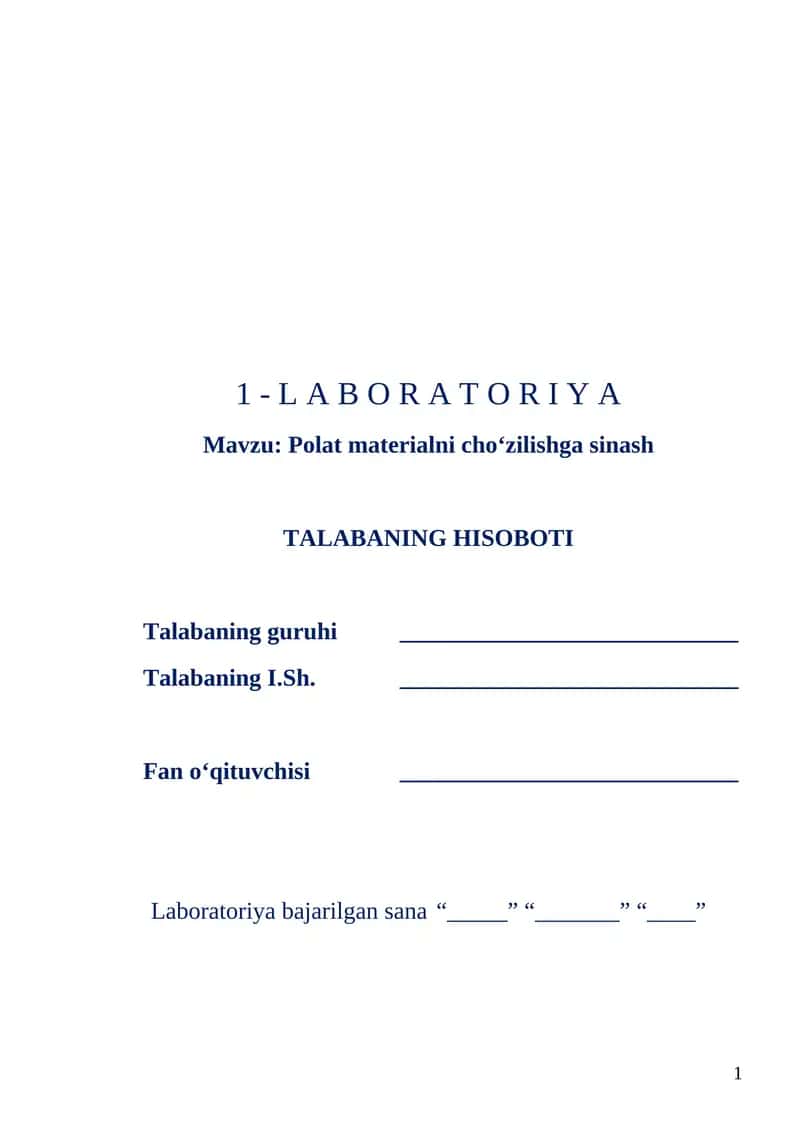 Polat materialni cho‘zilishga sinash