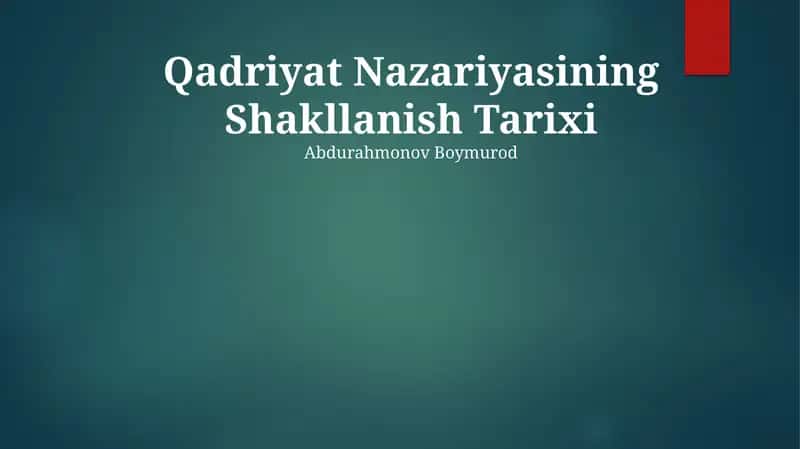 Qadriyat Nazariyasining Shakllanish Tarixi