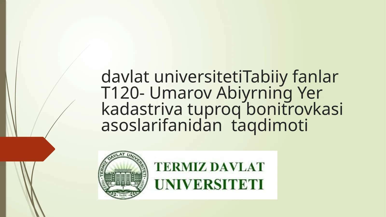 Umarov Abiyrning Yer kadastriva tuproq bonitrovkasi asoslari