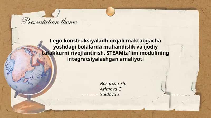 Lego konstruksiyaladh orqali maktabgacha yoshdagi bolalarda muhandislik va ijodiy tafakkurni rivojlantirish
